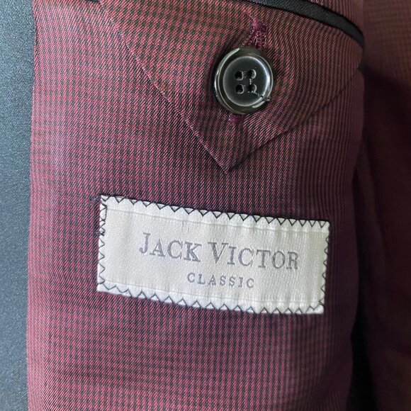 Jack Victor Tuxedo Suit Black York Super 100's Blazer Jacket 48R + Pants 43R - Picture 3 of 15